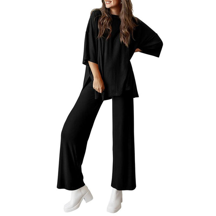 FREYA™ – Short Sleeve Lounge Top & Wide Leg Pants Set