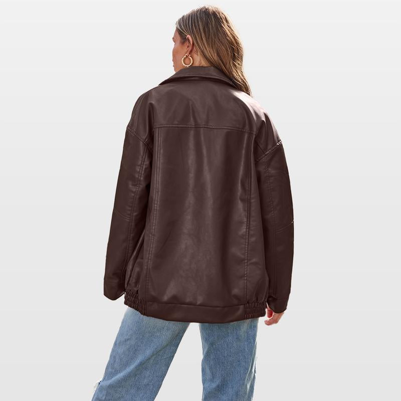 KENDRA™ - Women's Oversized Faux Suede Leather Motorcycle Jacket