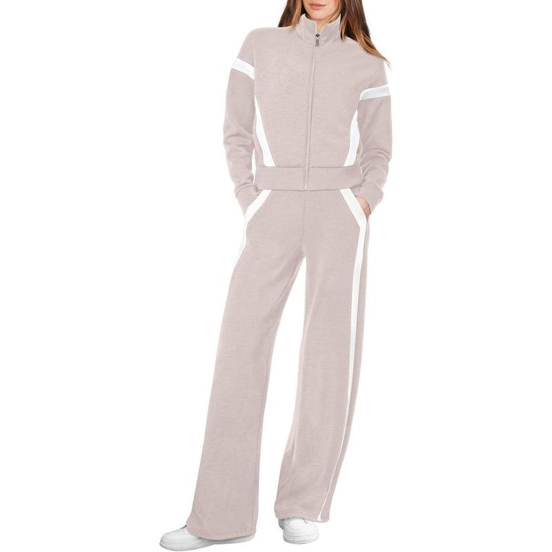 ARIANA™ – Women’s Sporty Zip Up Sweatsuit & Wide Leg Pants Set
