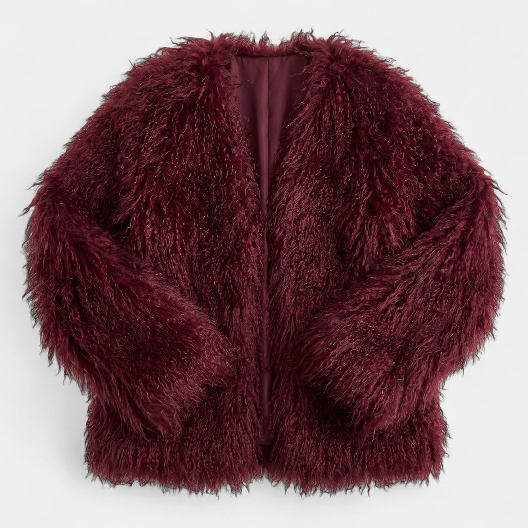 Women's Fluffy Oversized Faux Fur Coat, Hip Length Wide Cuffs