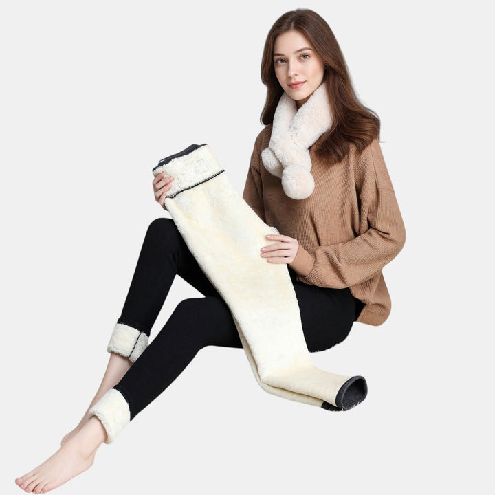 Women's Fleece Lined Leggings, Solid High Waist Thermal Winter