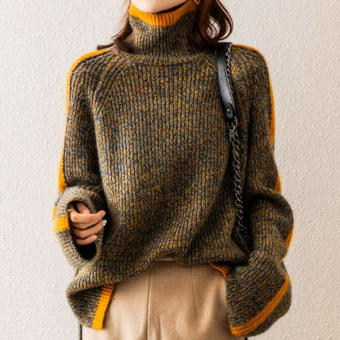 CALYX | Women's Oversized Turtleneck Cardigan Sweater