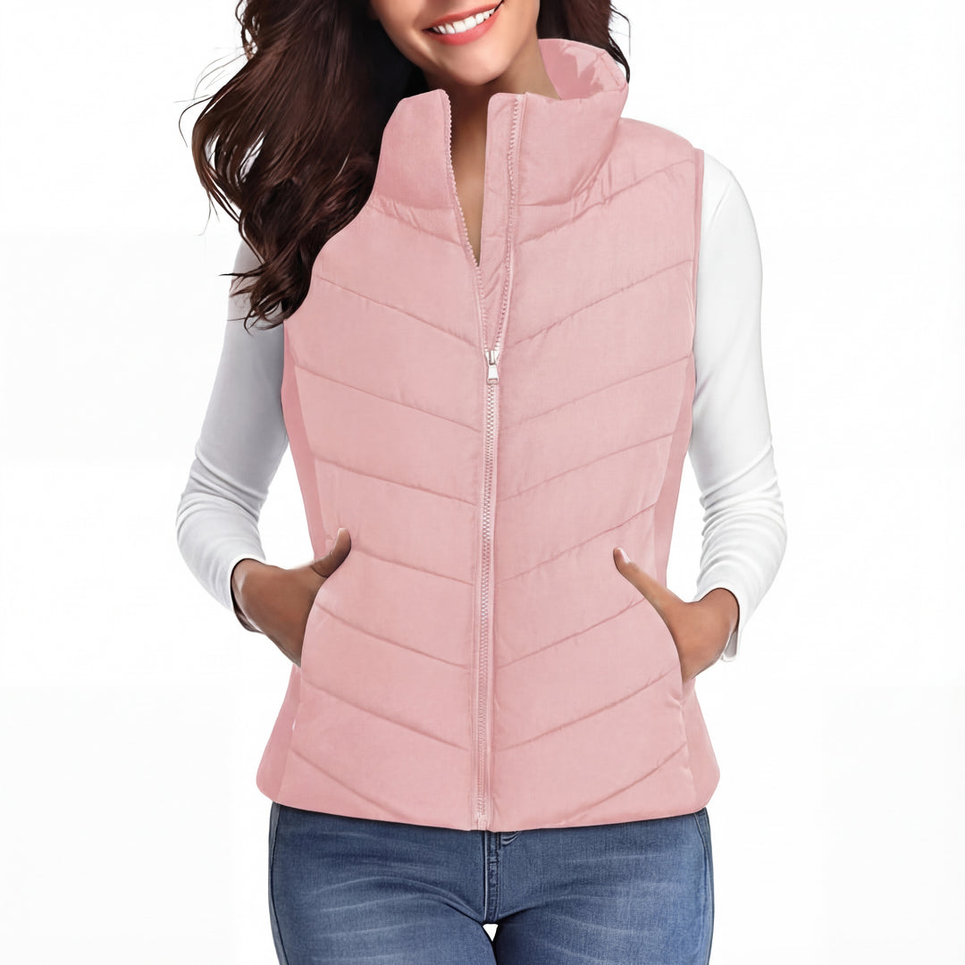 SHARON™ – Sleeveless Zip-Up Quilted Puffer Vest