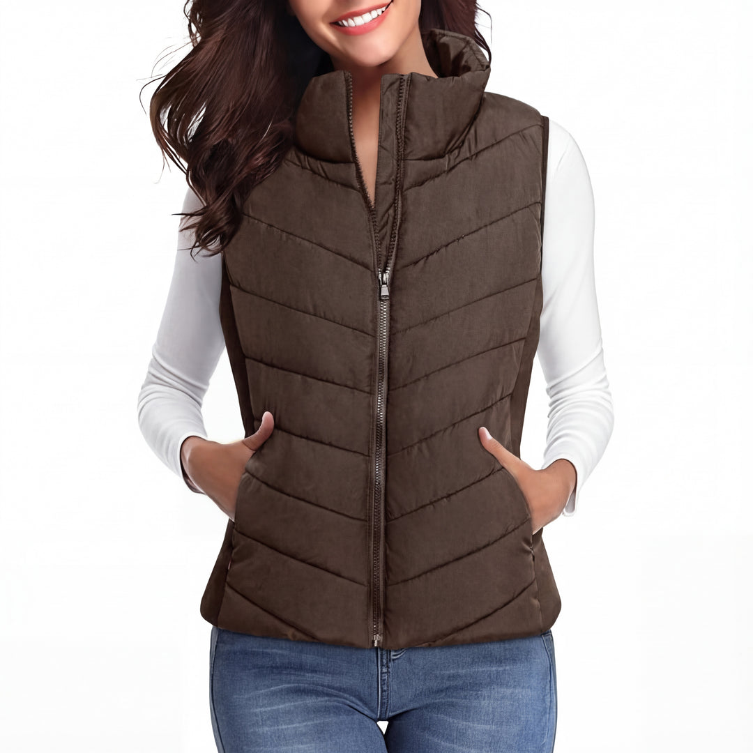 SHARON™ – Sleeveless Zip-Up Quilted Puffer Vest