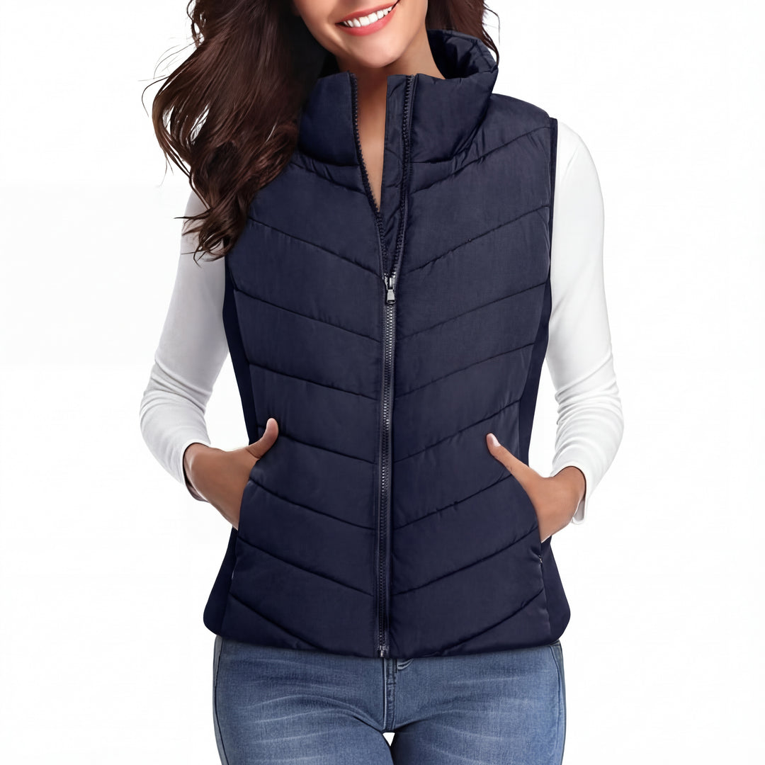 SHARON™ – Sleeveless Zip-Up Quilted Puffer Vest