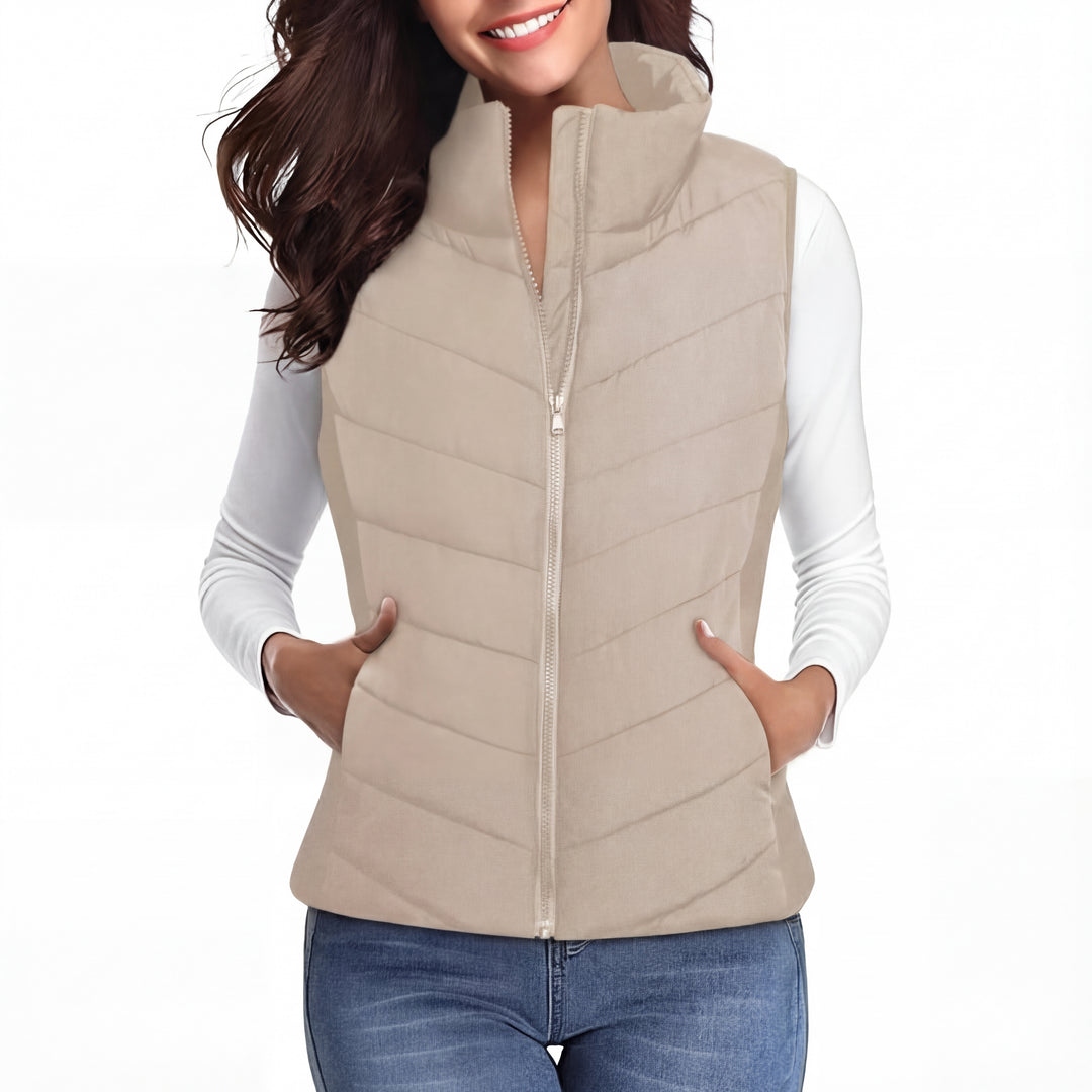 SHARON™ – Sleeveless Zip-Up Quilted Puffer Vest