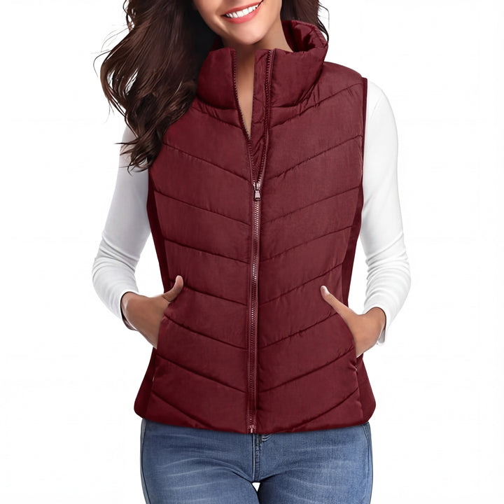 SHARON™ – Sleeveless Zip-Up Quilted Puffer Vest