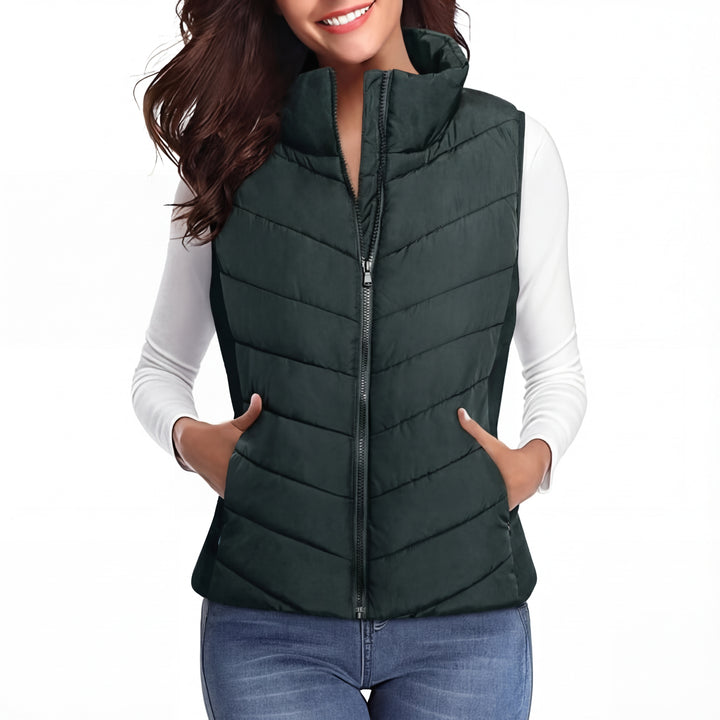 SHARON™ – Sleeveless Zip-Up Quilted Puffer Vest