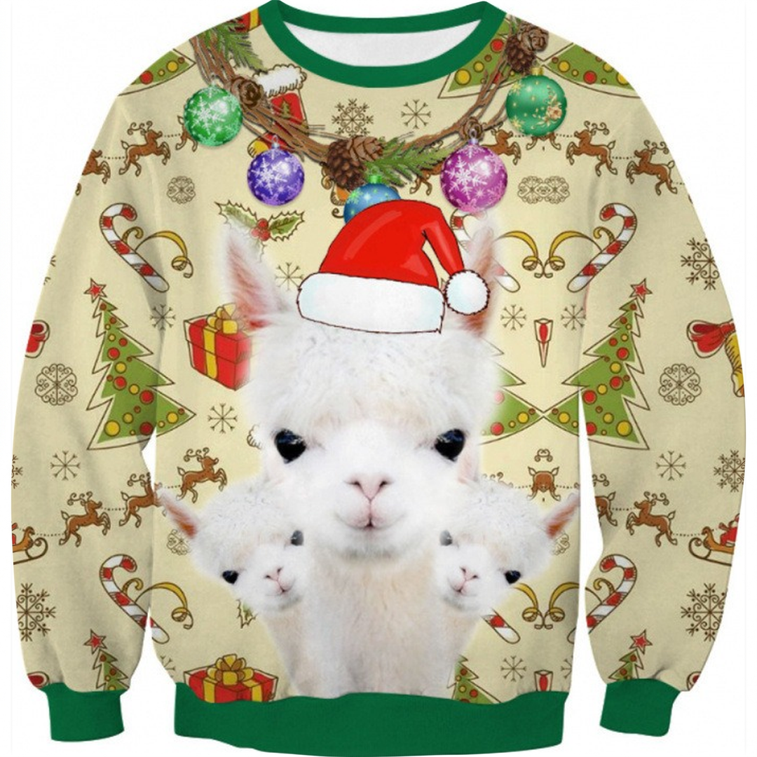 Cream Llama Santa Hat