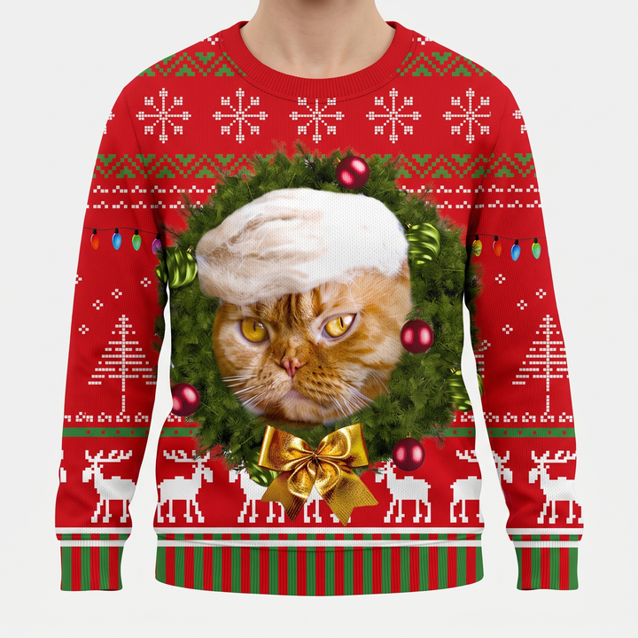 Red Cat Wreath Knit