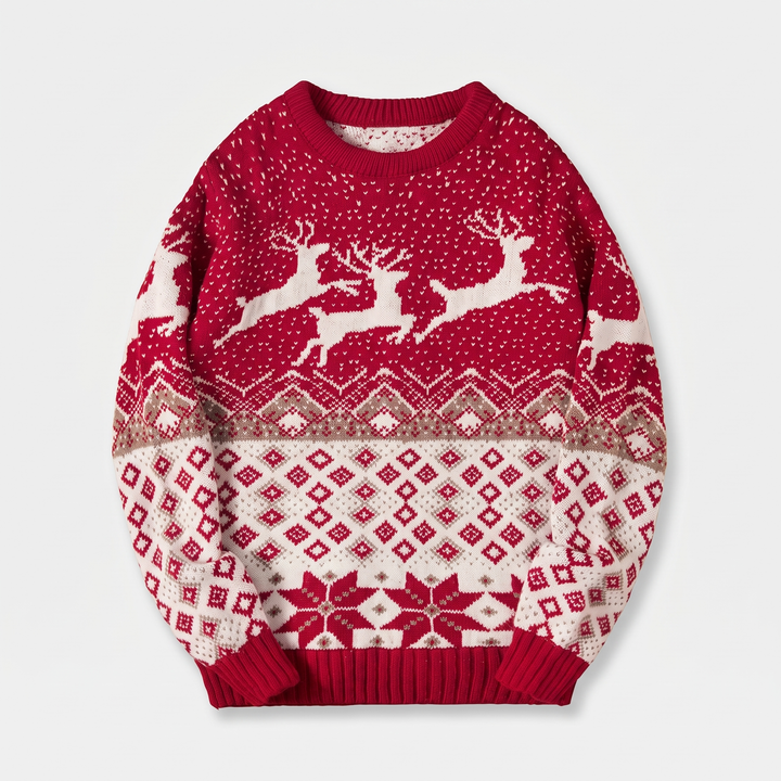 Red Leaping Reindeer Knit