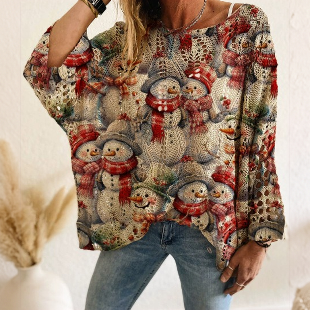 Cream Snowman Print