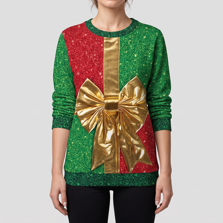 Green Gold Gift Bow