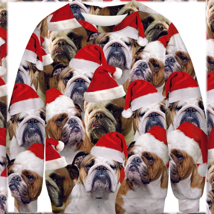 Tan Bulldog Santa Hats