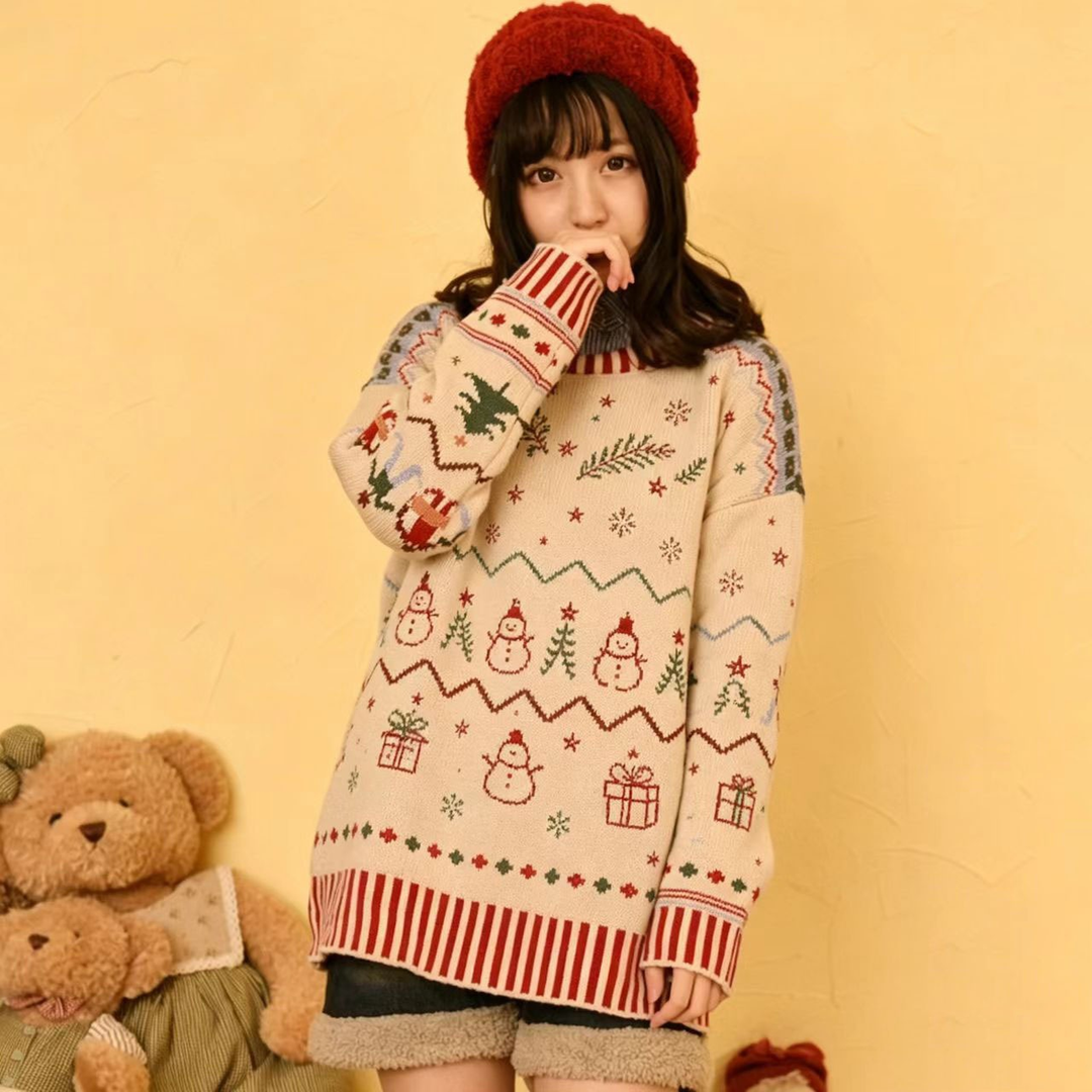 Cream Snowman Print