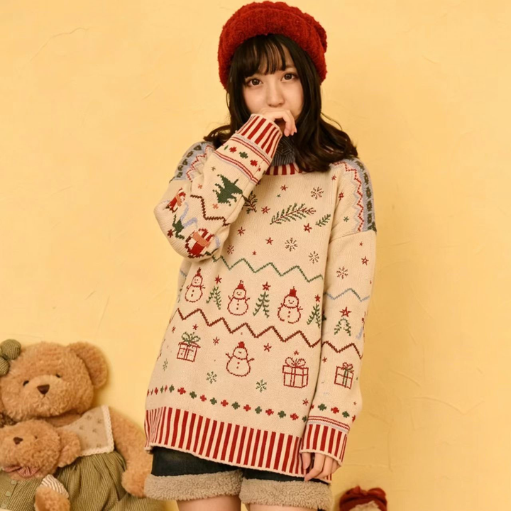 Cream Snowman Print