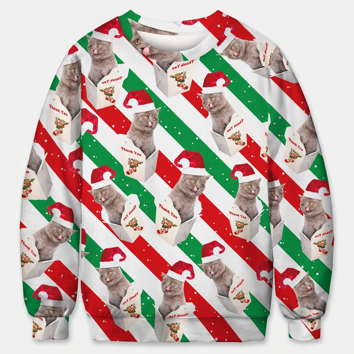 White Striped Cat Print