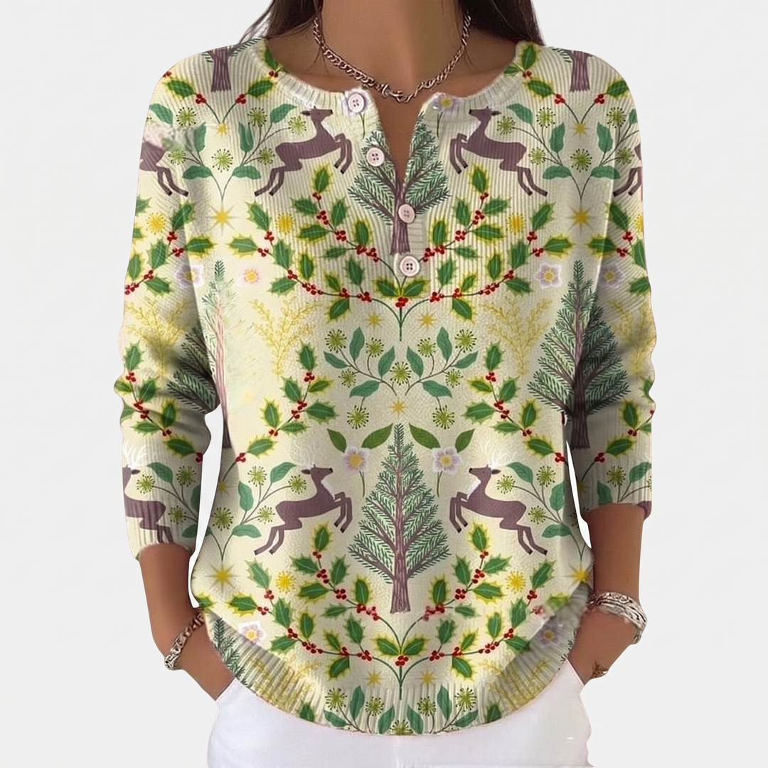 Cream Embroidered Reindeer