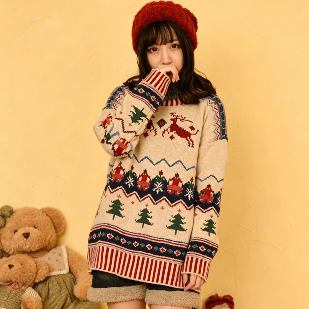 Cream Reindeer Print