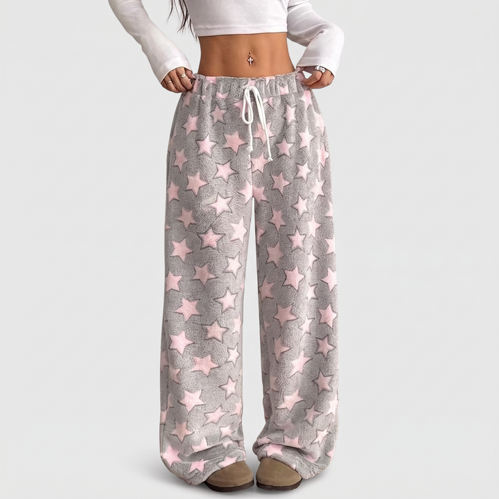 Grey Pink Star Print