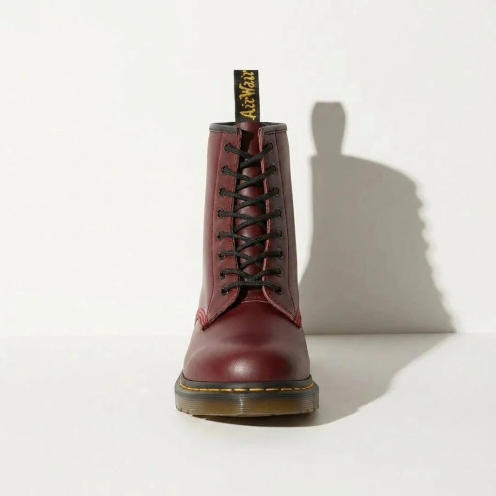 Women's Lace Up Combat Ankle Boots, Round Toe & Stitched Grooved Sole