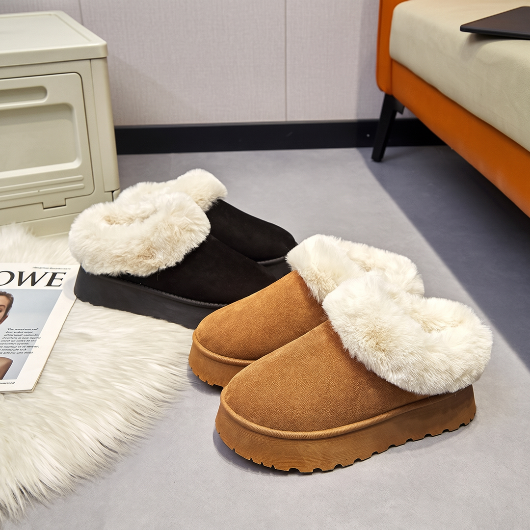 Women's Short Comfortable Winter Boots, Fur Platform Fuzzy